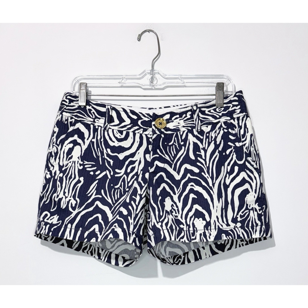 Lilly Pulitzer The Callahan Shorts Womens 4 Cotton Navy White Pockets